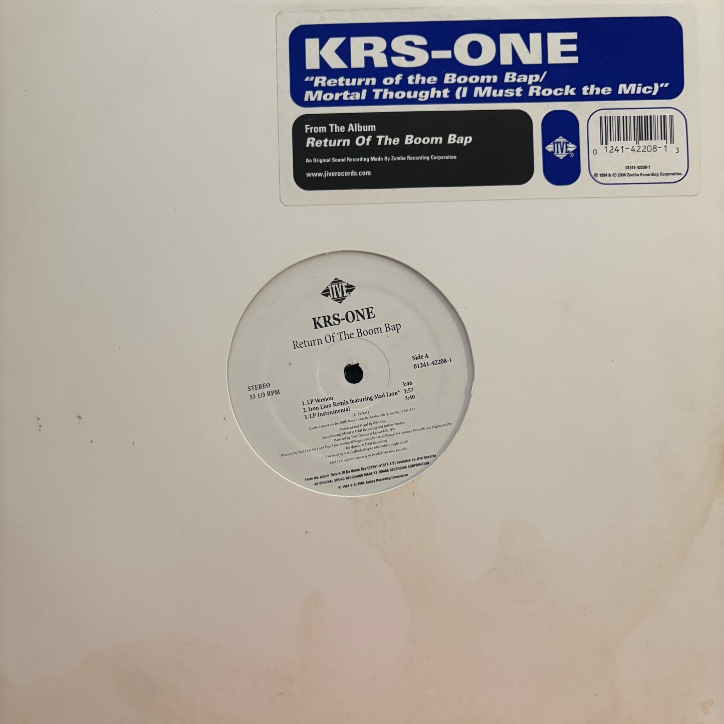 KRS ONE “Return Of The Boom Bap” 6 Version 12inch vinyl record