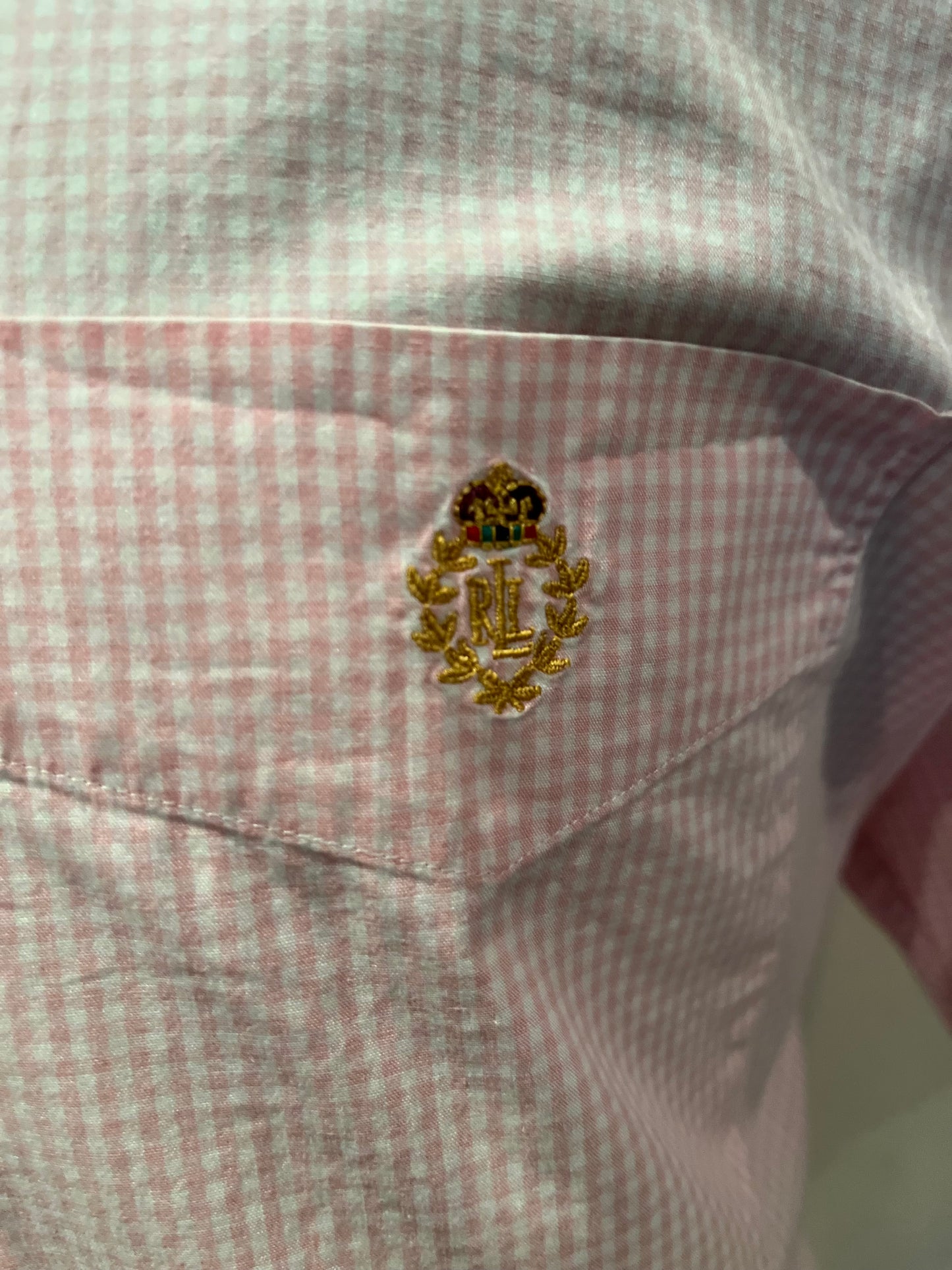 Lauren Ralph Lauren Men’s 100% Cotton White Pink Gingham Big Fit Shirt Size L Fits more like an XXL
