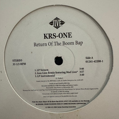 KRS ONE “Return Of The Boom Bap” 6 Version 12inch vinyl record