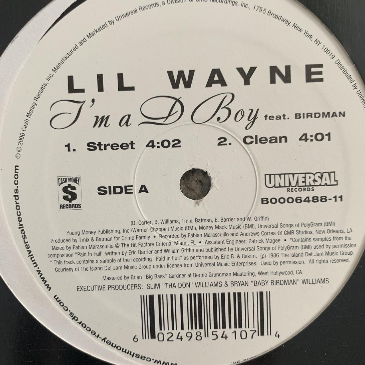 Lil’ Wayne “I’m a D Boy” 4 Version 12inch Vinyl Single