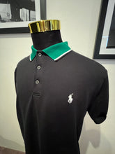 Load image into Gallery viewer, Ralph Lauren Stretch Mesh Custom Slim Fit Black Polo Short 2 Tone Collar