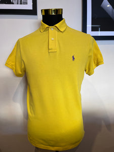 Polo Ralph Lauren 100% Cotton Custom Fit Yellow Polo Shirt Size Medium