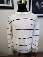 Load image into Gallery viewer, Lacoste 100% Cotton White Green Stripe Sweater Size XXL fits XL to XXL