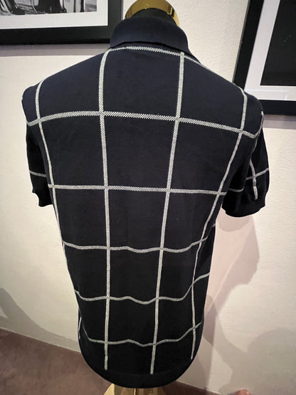 Ben Sherman 100% Cotton Blue Check Polo Shirt Size Large Regular Fit