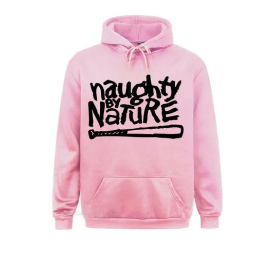 Naughty By Nature Fleece Pink Front Pocket Draw String Hoodie