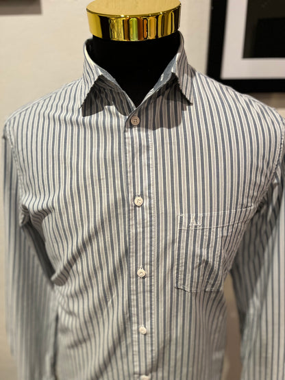 Armani Armani Jeans 100% Cotton White / Grey Stripe Shirt Size S