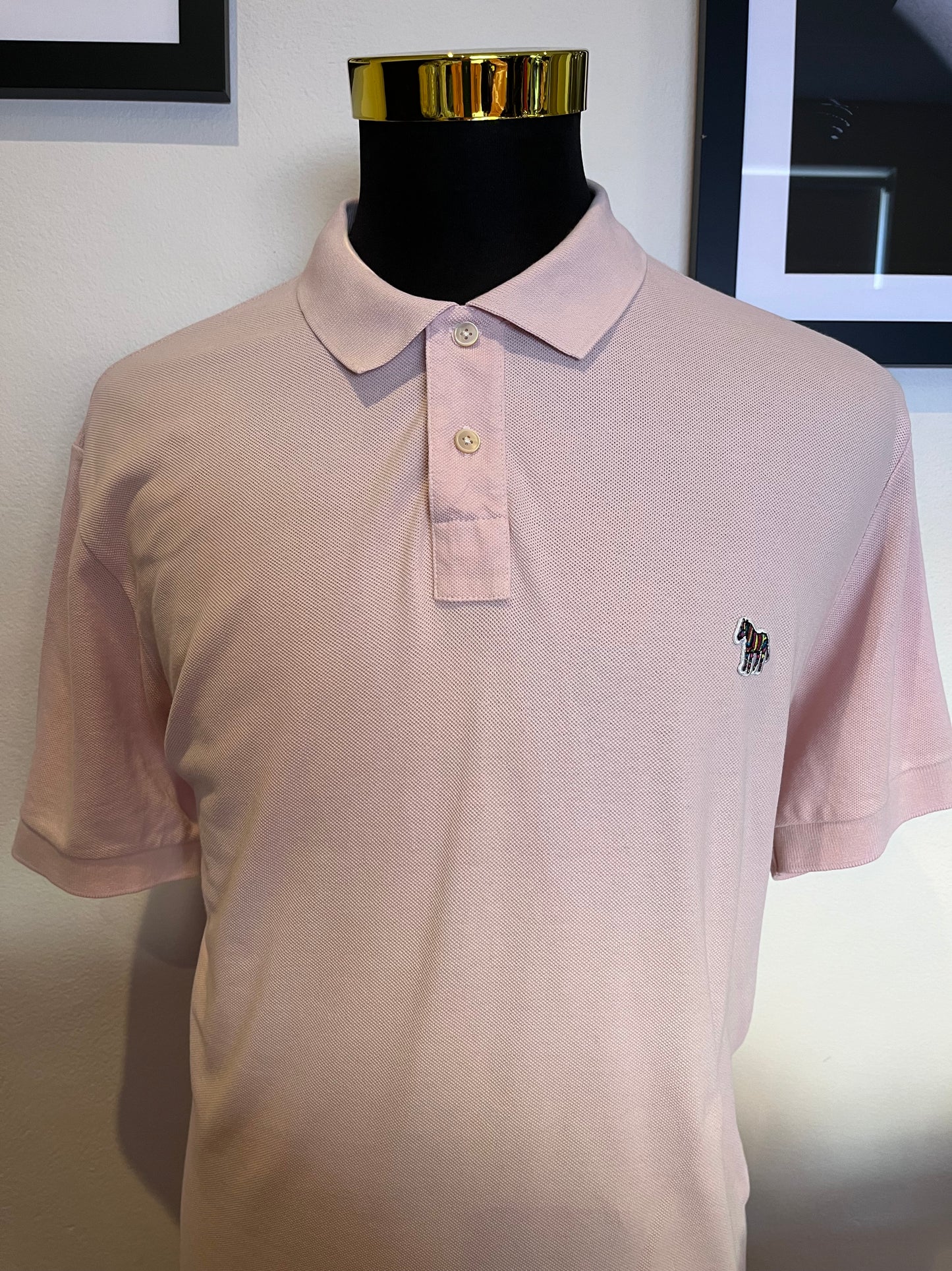 Paul Smith 100% Cotton Pink Polo Shirt Size XL Logo Chest Badge fits more like Large