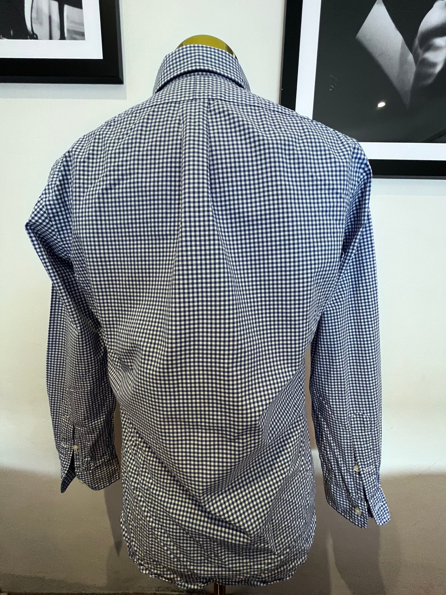 Ralph Lauren 100% Cotton Blue White Gingham Check Size Small Classic Fit