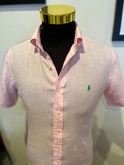 Ralph Lauren 100% Linen Pink Short Sleeve Short Size Small