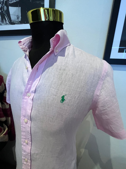 Ralph Lauren 100% Linen Pink Short Sleeve Short Size Small