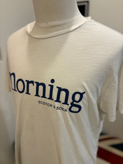 Scotch & Soda 100% Cotton White Chest Logo Tee