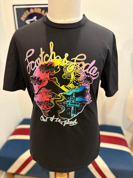 Scotch & Soda 100% Cotton Black Chest Logo Tee