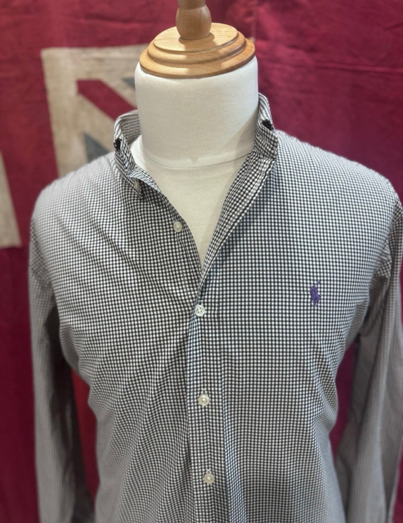 Ralph Lauren 100% Cotton Black Gingham Shirt Size XL Classic Fit