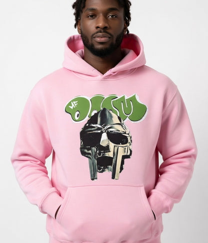 MF DOOM Fleece Pink Metal Face Hoodie Chest Logo Size Large