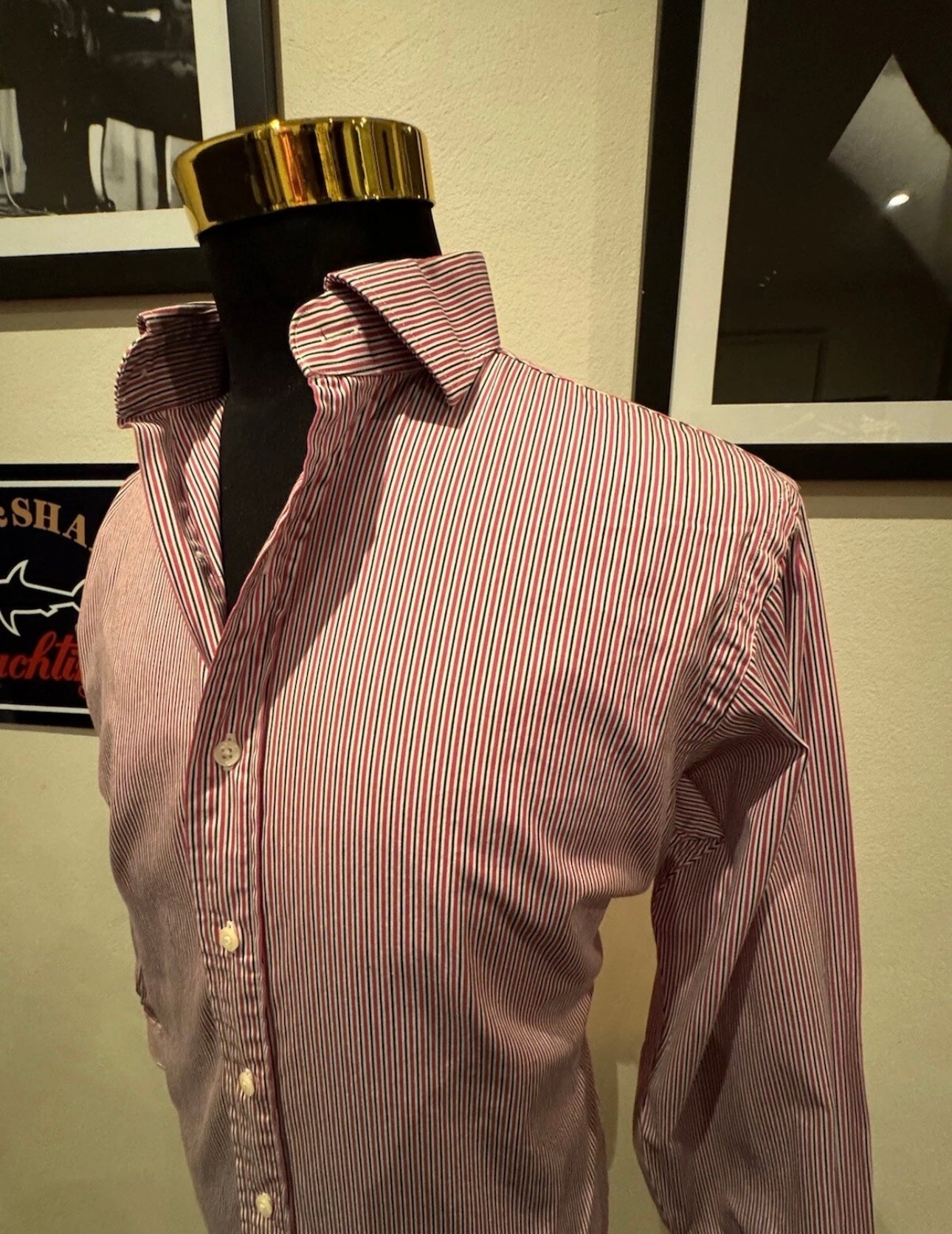 Ralph Lauren 100% Cotton Regent Red Striped Shirt  Classic Fit Large