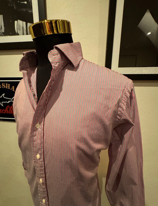 Ralph Lauren 100% Cotton Regent Red Striped Shirt  Classic Fit Large