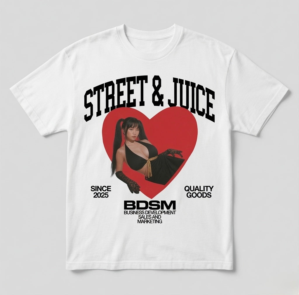 Street & Juice ‘BDSM’ 100% Heavyweight White Cotton Graphic Tee