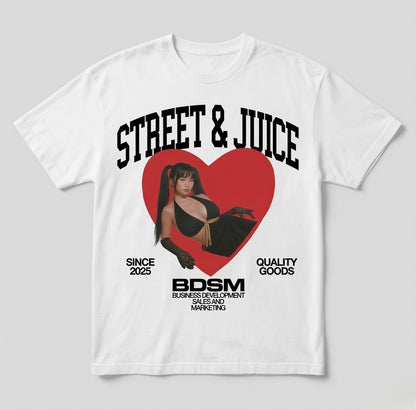 Street & Juice ‘BDSM’ 100% Heavyweight White Cotton Graphic Tee