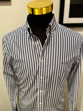 Load image into Gallery viewer, Tommy Hilfiger New York Fit 100% Cotton Blue White Stripe Shirt Size Large