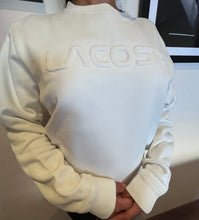 Load image into Gallery viewer, Lacoste Ladies Sweater White Size 6 Raised Chest Logo &amp; Arm Crocodile Badge