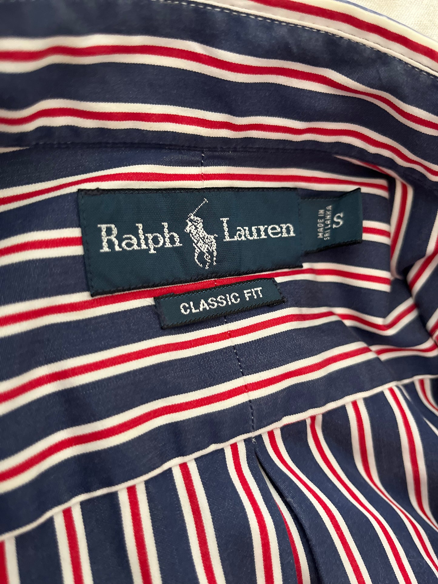 Ralph Lauren 100% Cotton Blue Red Button Down Shirt Size S Classic Fit, Fits Small to Medium