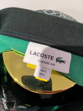 Load image into Gallery viewer, Lacoste 100% Cotton Green White Pattern Print Polo Shirt Size US Large Classic Fit