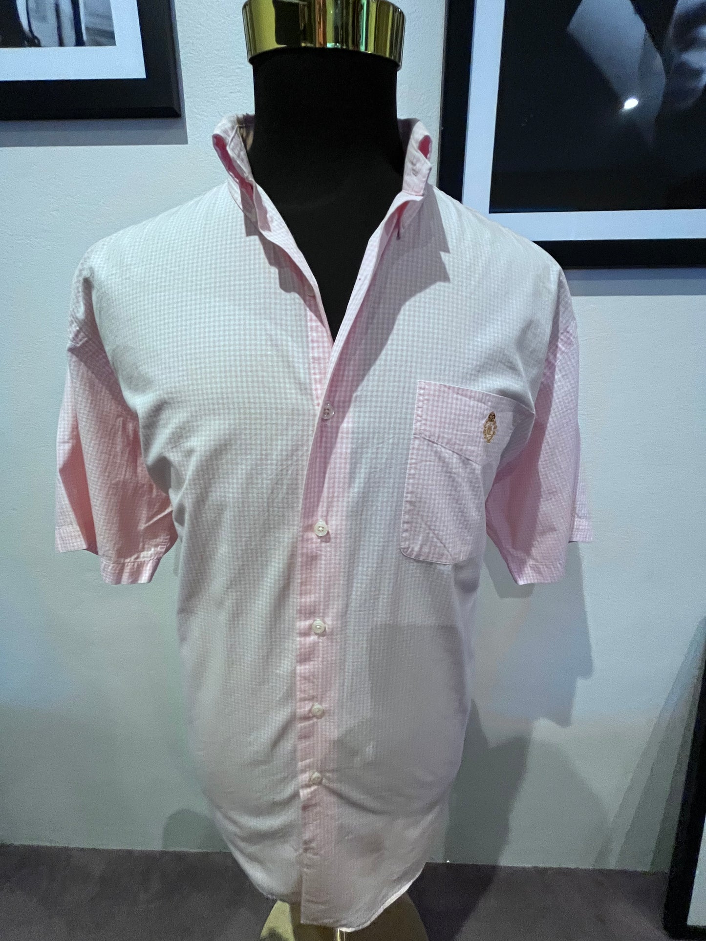 Lauren Ralph Lauren Men’s 100% Cotton White Pink Gingham Big Fit Shirt Size L Fits more like an XXL