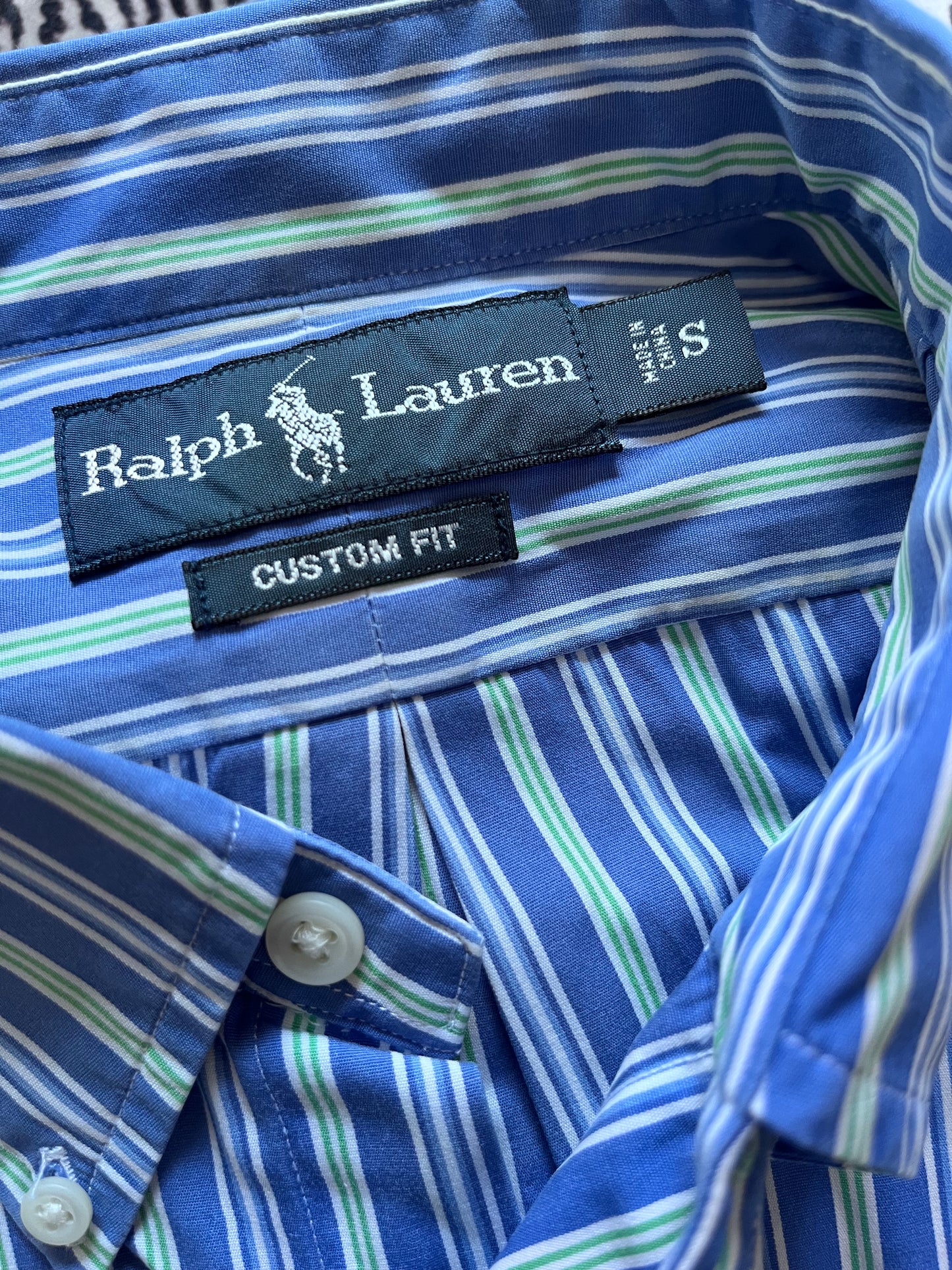Ralph Lauren 100% Cotton Blue Green Button Down Shirt Size S Classic Fit, Fits Small to Medium