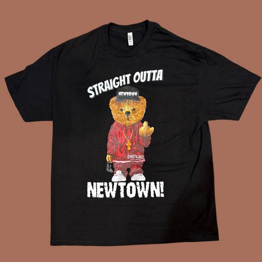 Street & Juice 100% Cotton Black Chest Logo Tee Straight Outta Newtown