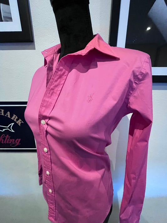 Ralph Lauren Sport Women’s Cotton Blend Pink Shirt Slim Fit Size 6