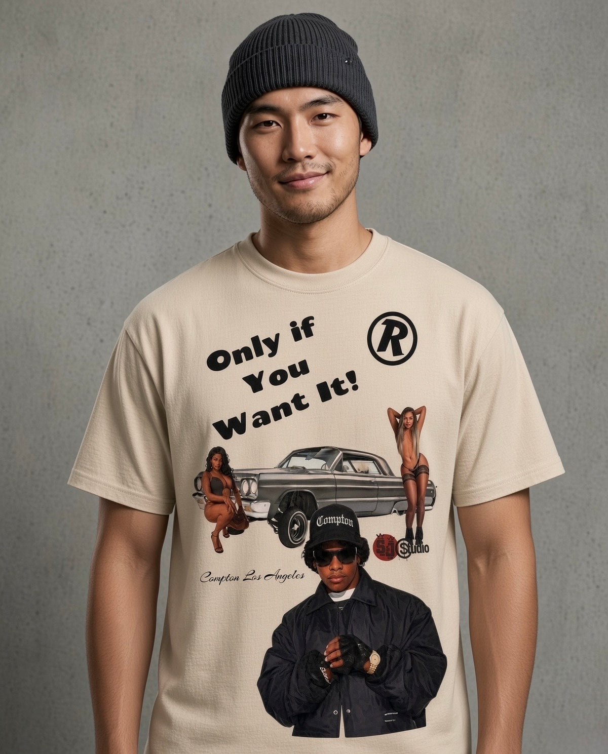 Street & Juice - Eazy E ‘Only If You Want it’ 100% Heavyweight Cotton Cream Tee