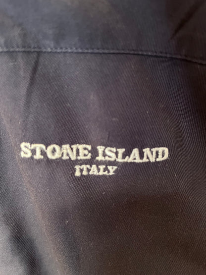 Stone Island 100% Cotton Vintage Short Sleeve Shirt Navy Blue Size Large Regular Fit