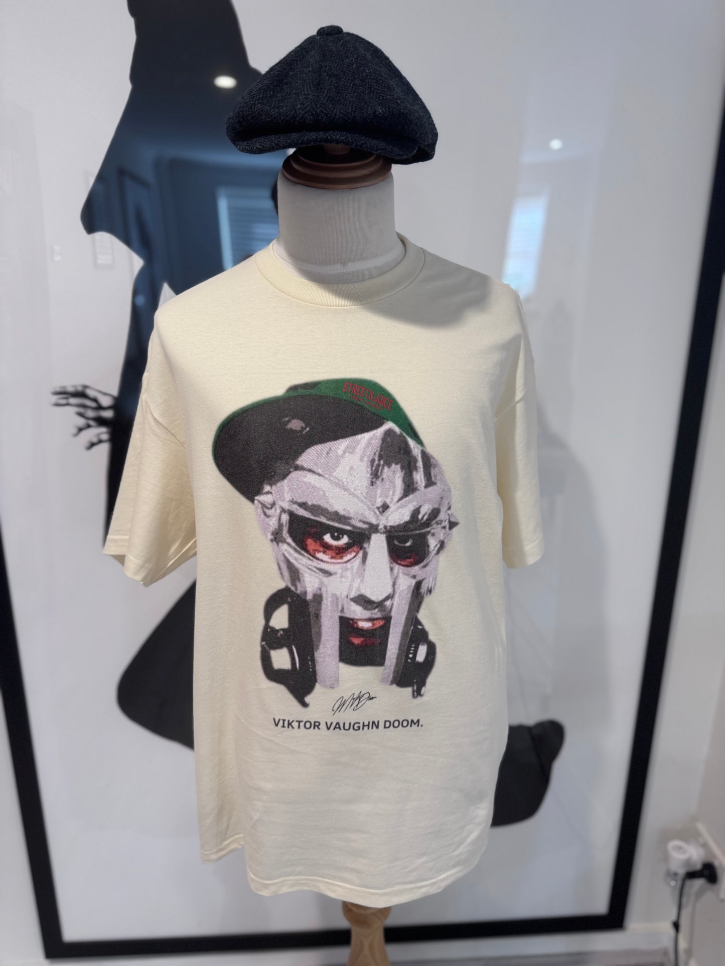 MF DOOM Viktor Vaughn 100% Cotton Chest Logo Cream Tee Street & Juice