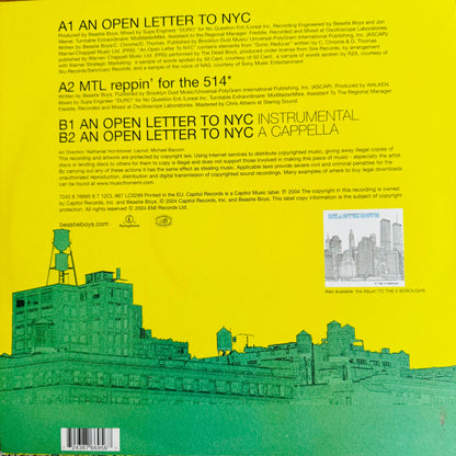 Beastie Boys “An Open Letter To NYC” 4 Track 12” Vinyl Record Mint Condition