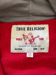 True Religion 100% Cotton Logo Embroidered Red Hoodie Size M