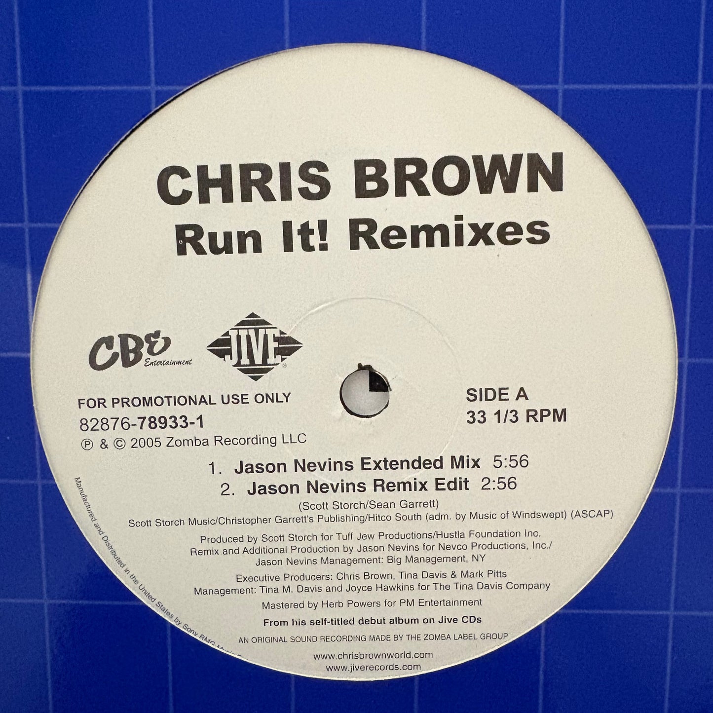 Chris Brown “Run It!” Remixes Includes Jason Nevins Extended Mix 4 Version 12inch vinyl record