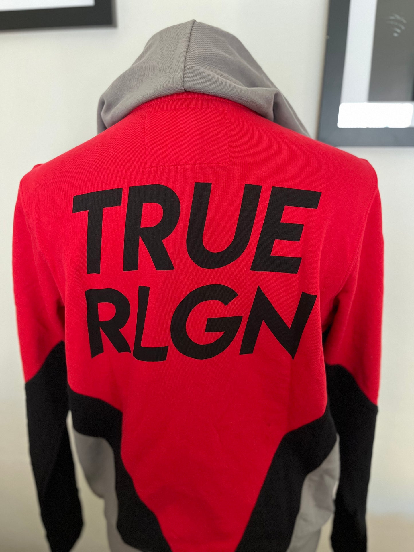 True Religion 100% Cotton Logo Embroidered Red Hoodie Size M
