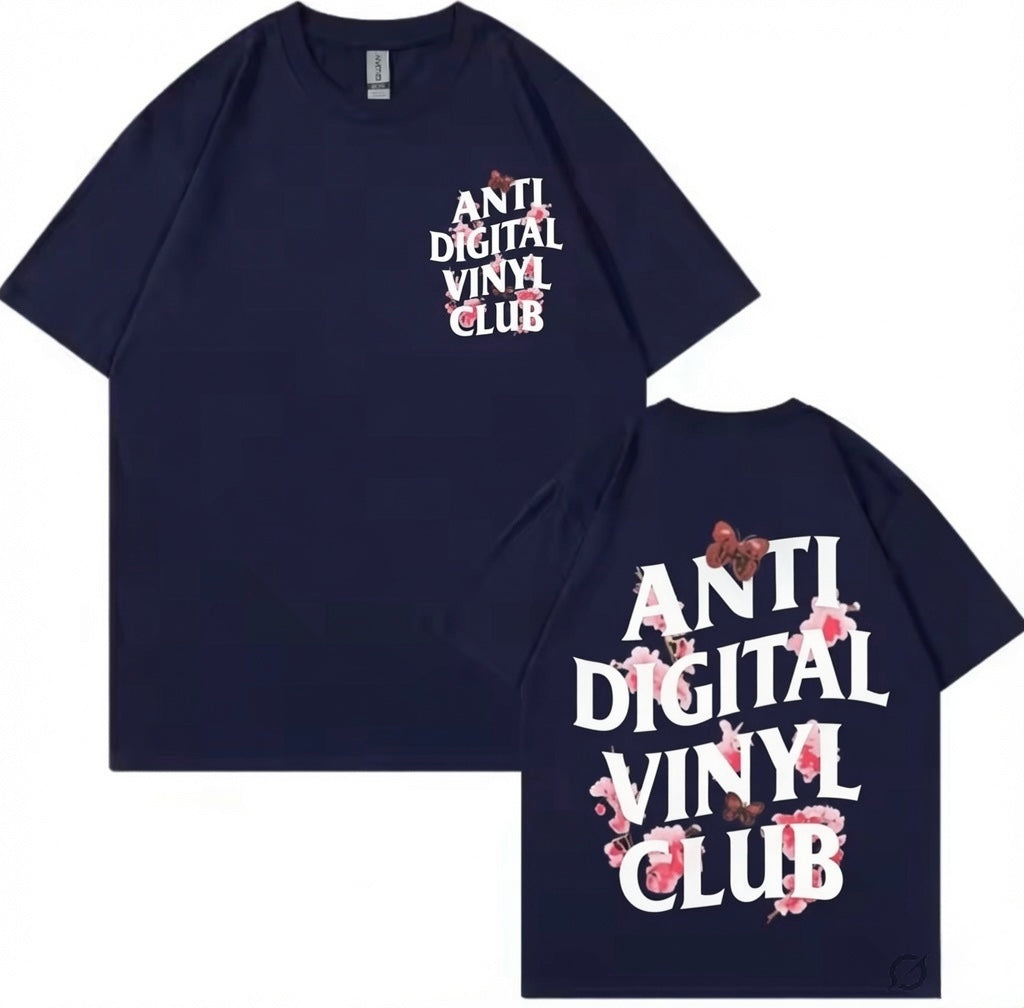 Street & Juice ‘Anti Digital Vinyl Club’ 100% Heavyweight Blue Cotton Graphic Tee