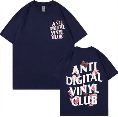 Street & Juice ‘Anti Digital Vinyl Club’ 100% Heavyweight Blue Cotton Graphic Tee
