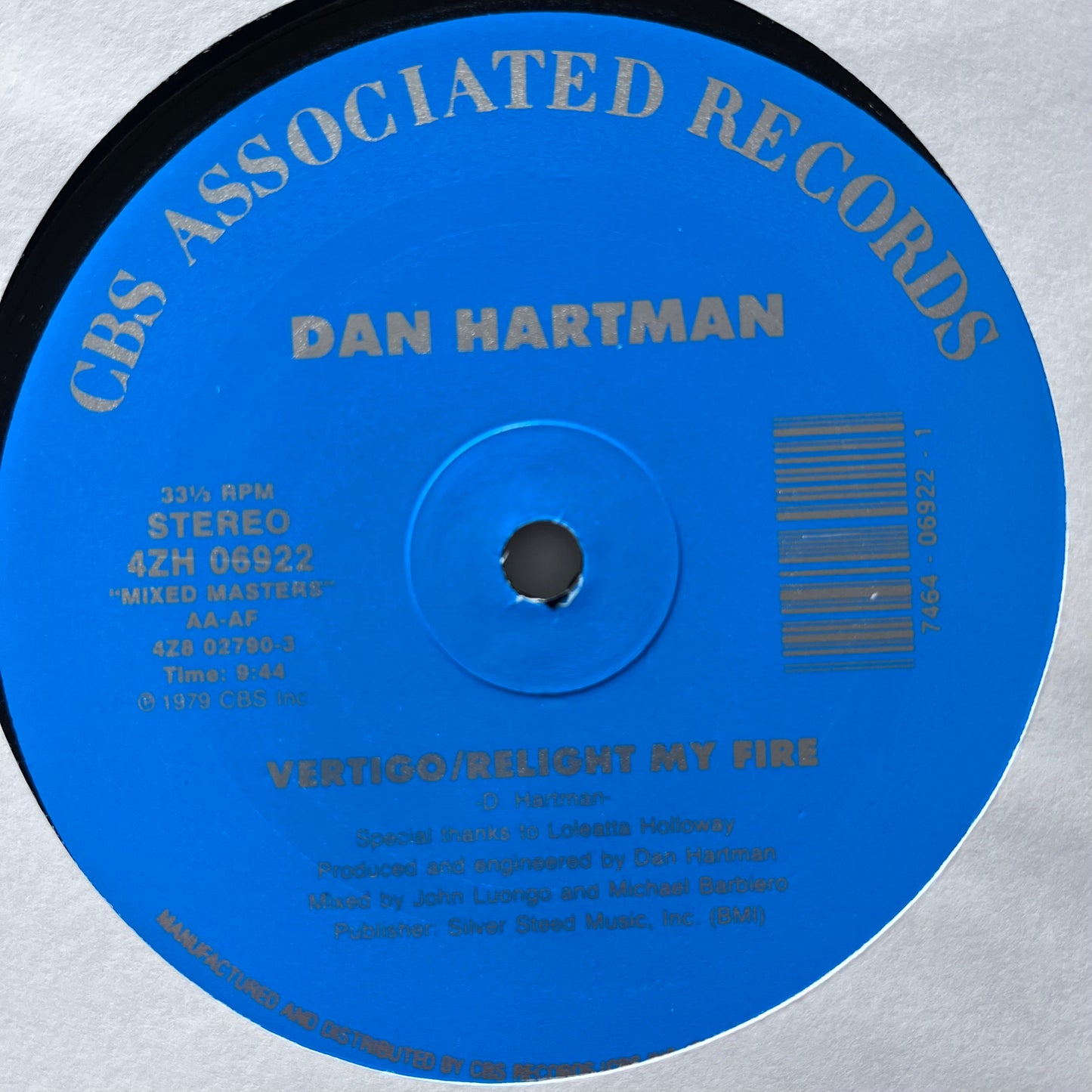 Dan Hartman “Instant Reply” / “Relight My Fire” 3 Track 12inch Vinyl Record