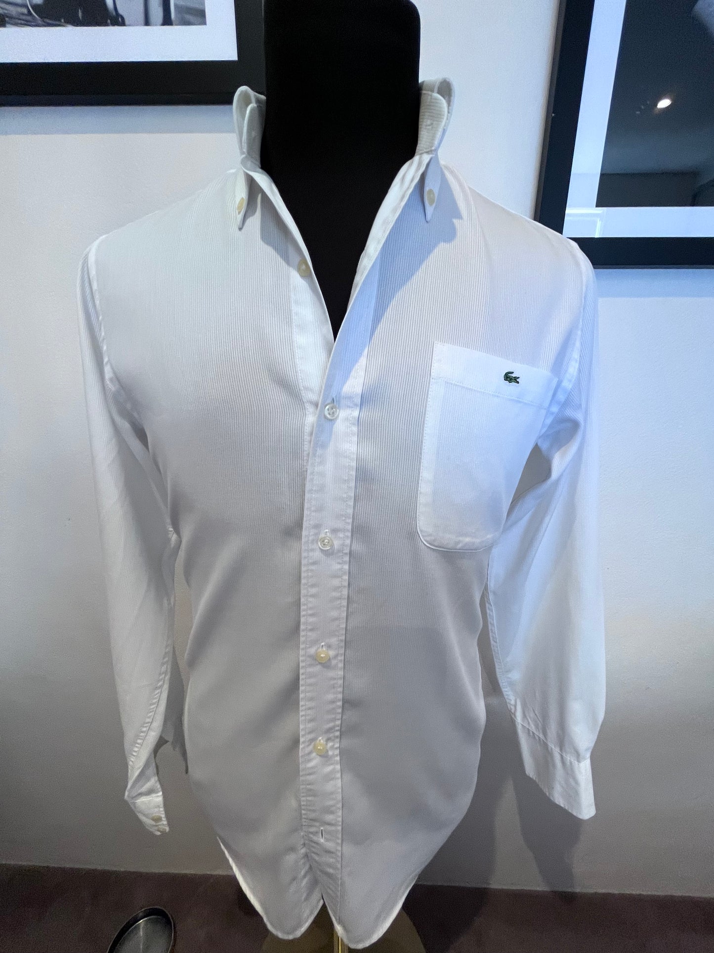Lacoste 100% Cotton White Shirt Size Small Classic Fit Button Down Collar