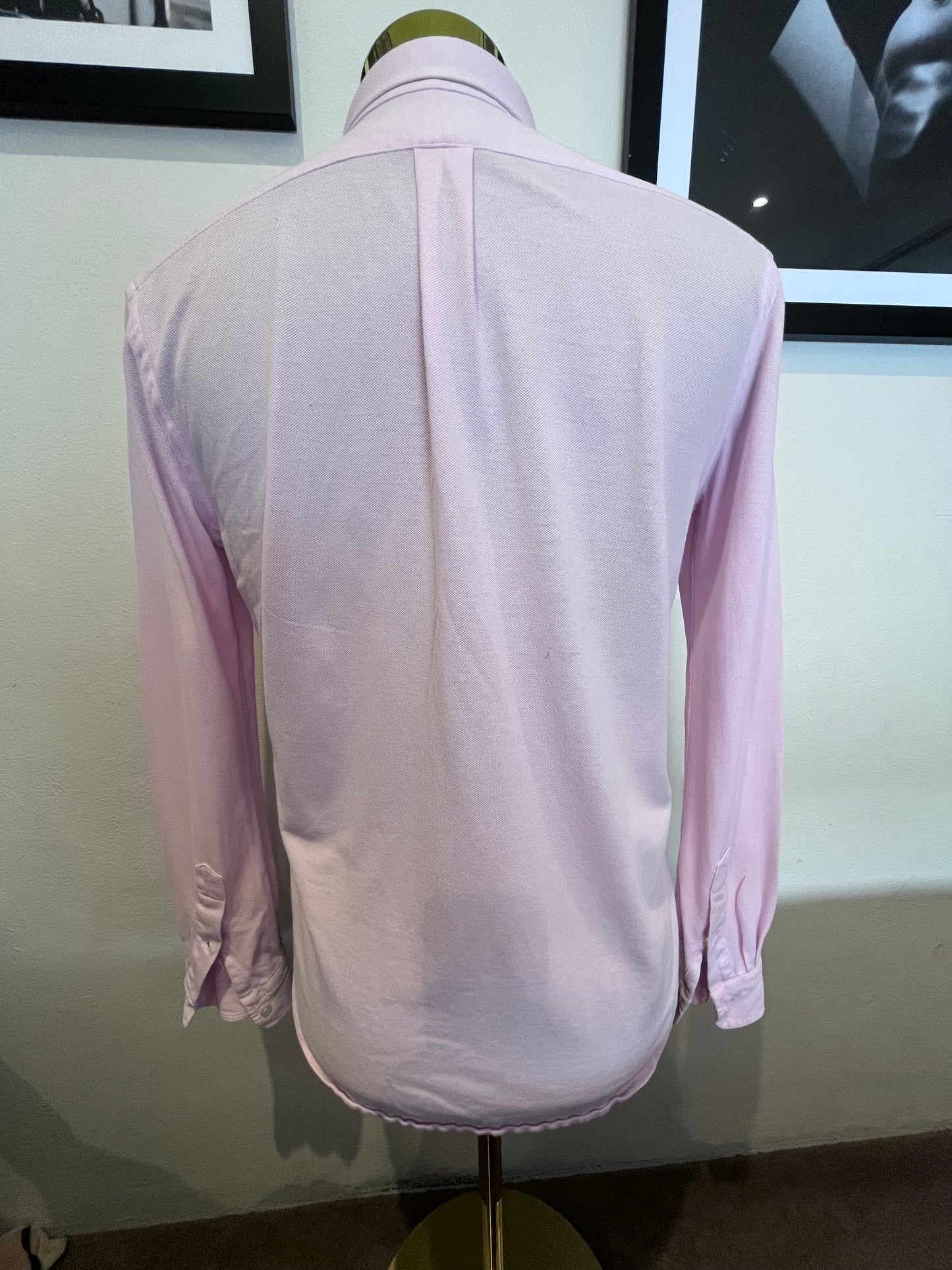 Ralph Lauren 100% Cotton Light Mesh Pink Oxford Knit Shirt Size Small