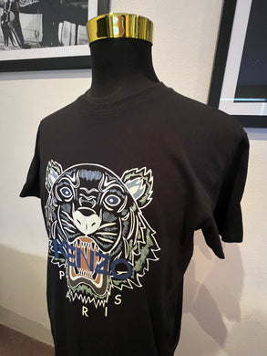 Kenzo 100% Cotton Black Logo Print Tee Size XL Regular Fit