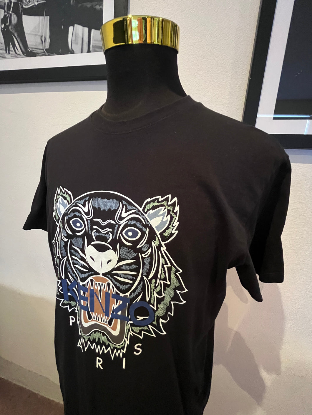 Kenzo 100% Cotton Black Logo Print Tee Size XL Regular Fit