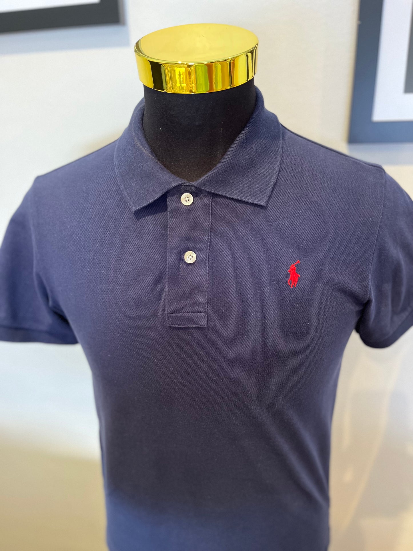 Ralph Lauren 100% Cotton Navy Blue Polo Shirt Size Small