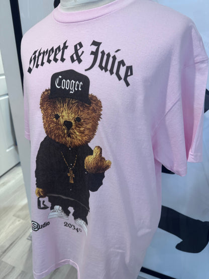 Street & Juice ‘Coogee Bear’ 100% Cotton Pink Chest & Back Logo Tee