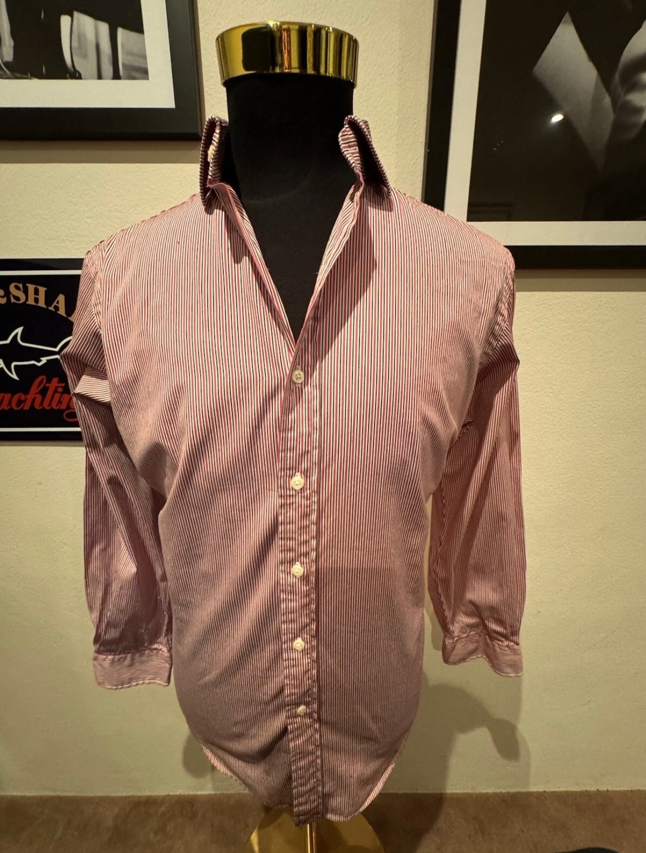 Ralph Lauren 100% Cotton Regent Red Striped Shirt  Classic Fit Large
