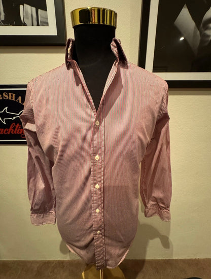 Ralph Lauren 100% Cotton Regent Red Striped Shirt  Classic Fit Large