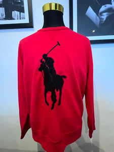 Polo Ralph Lauren 100% Cotton Deep Red Crew Neck Sweater Size Large