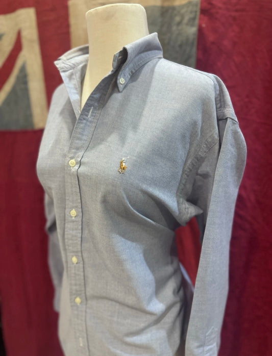 Ralph Lauren Women’s 100% Cotton Blue Oxford Shirt Size 4 Slim Fit